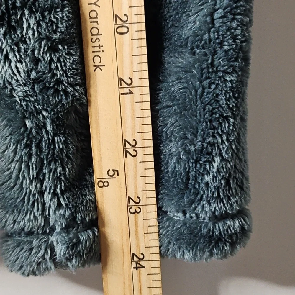 32 Degrees Heat Plush Faux Fur Zip Jacket Cozy Hunter Green XS Soft Stand Collar